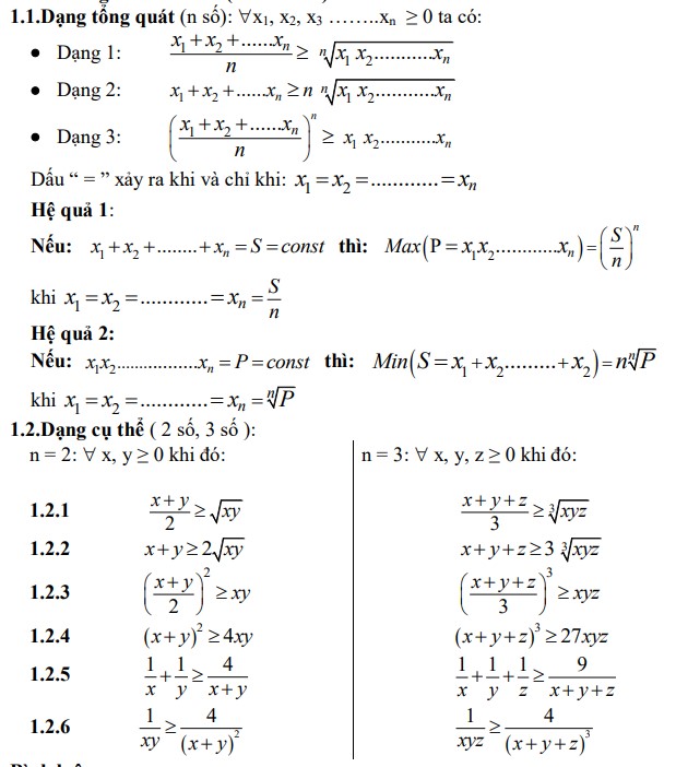  bất đẳng thức cosi