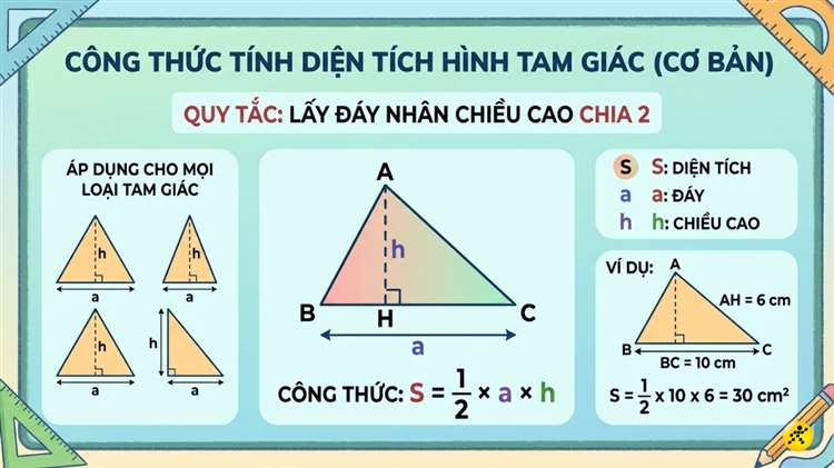 công thức tính diện tích tam giác